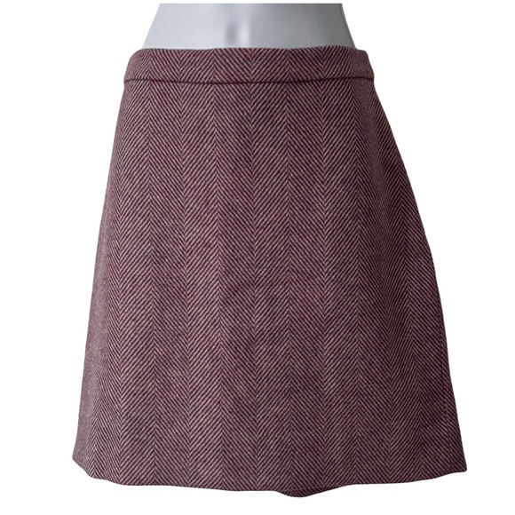 J.Crew wool Herringbone A-Line Skirt - Mauve size 6 - Picture 1 of 7